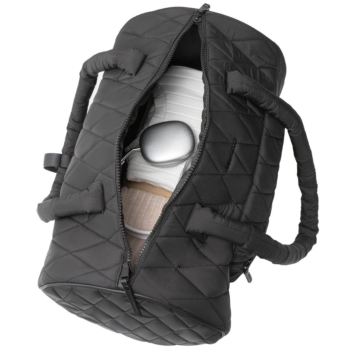 Max Studio 20 Inch Large Nylon Diamond Quilted Roll Duffle Bag