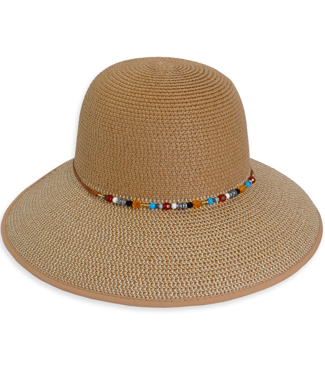 Magid Beaded Crown Two Tone Straw Bucket Hat