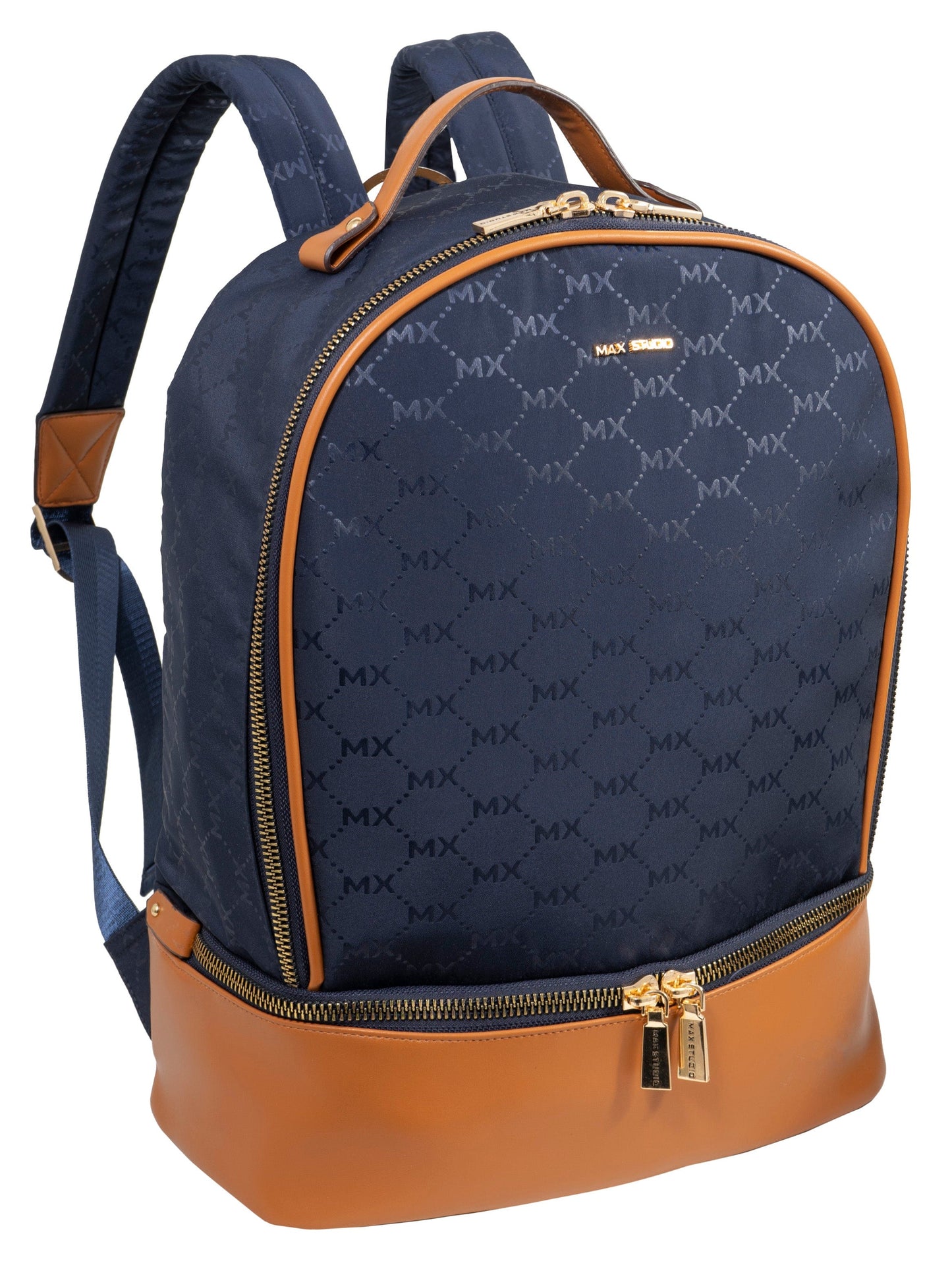 Max Studio Nylon Signature Print Backpack with Zippered Bottom Compartment