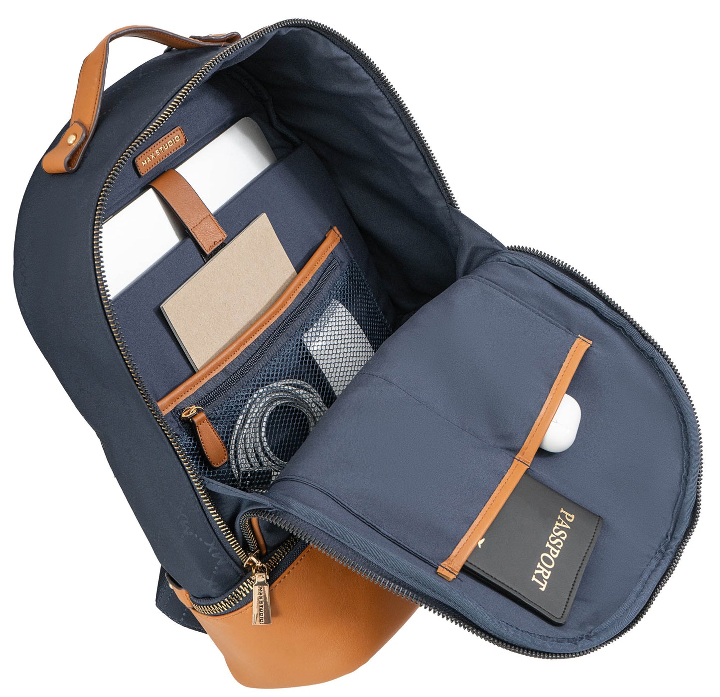 Max Studio Nylon Signature Print Backpack with Zippered Bottom Compartment