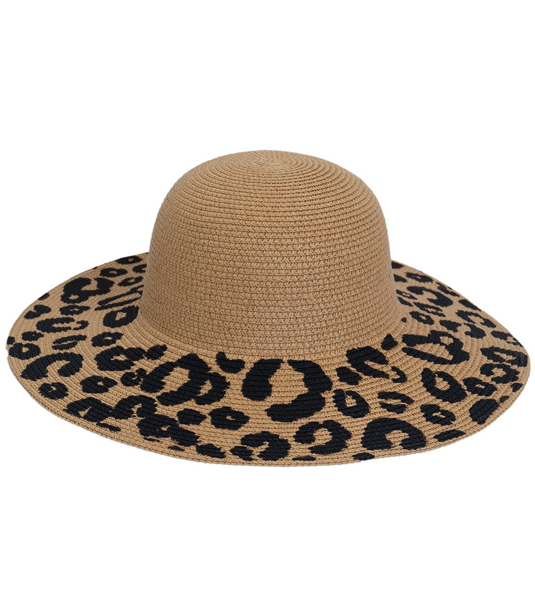 Magid Straw Leopard Print Brim Floppy Hat
