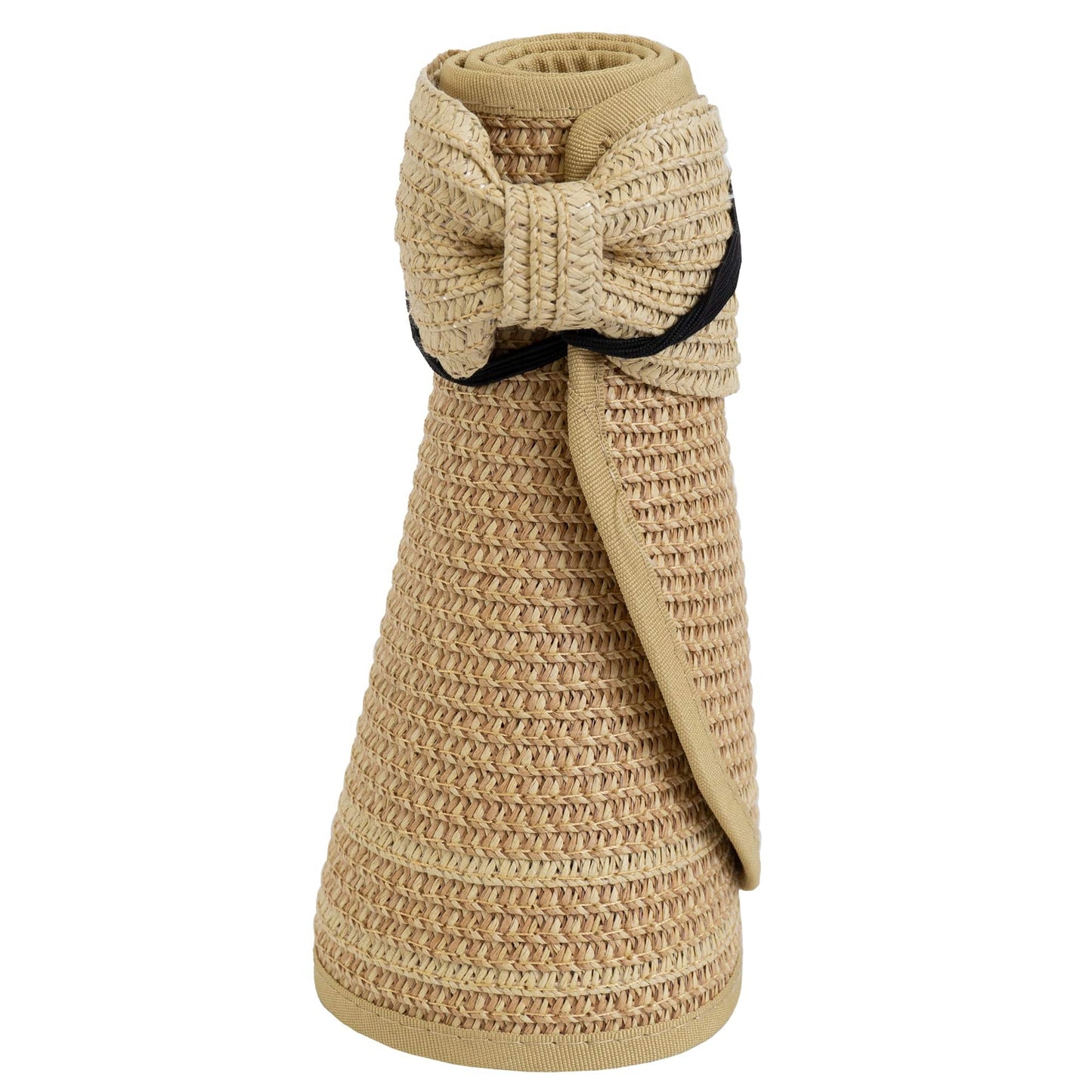 Magid Straw Two Tone Striped Color Block Roll Up Visor