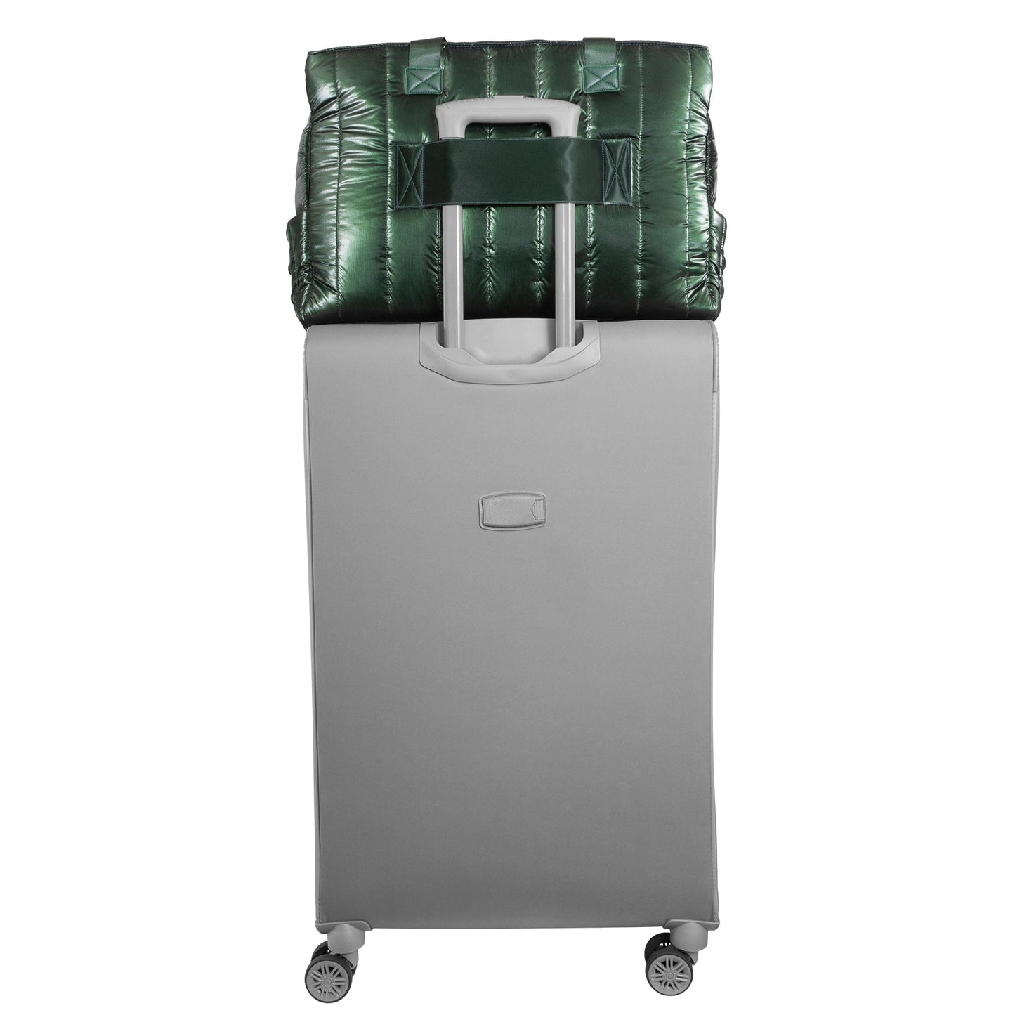 Joan & David Metallic Tubular Quilted Nylon Puffer Tote