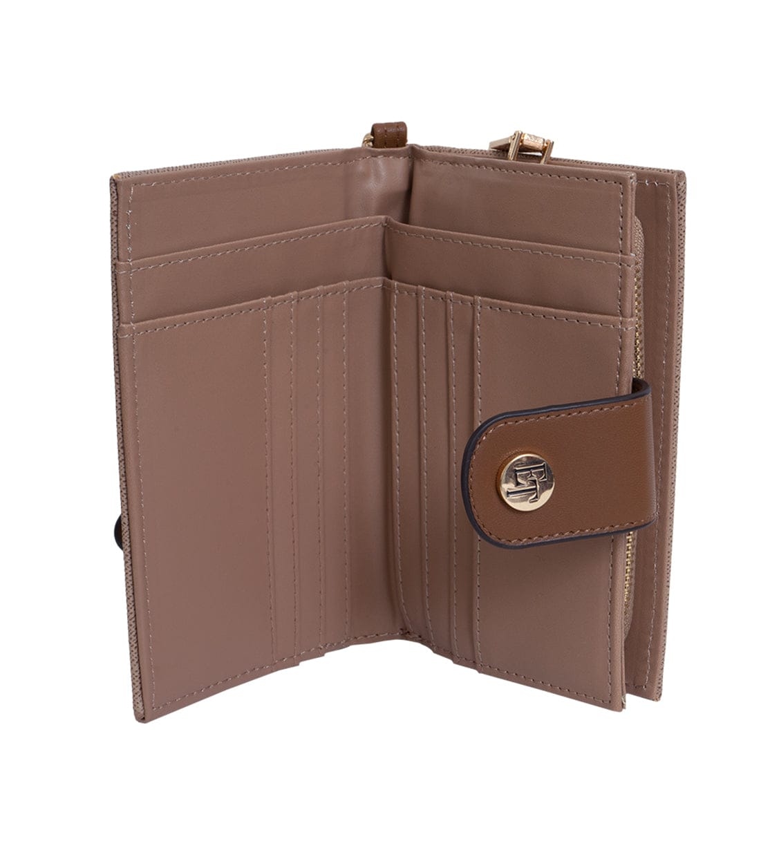 Ellen Tracy Double Compartment Saffiano Zip Around Indexer Wallet