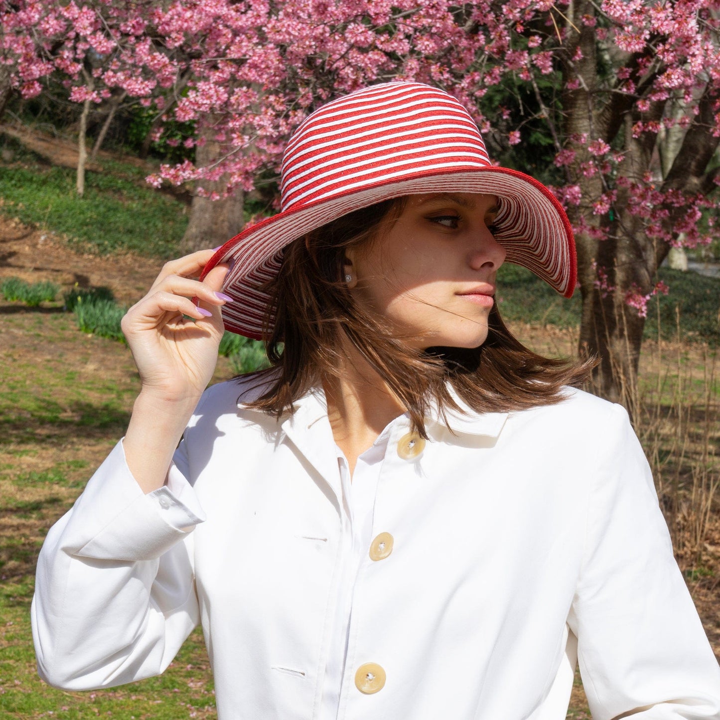 Magid Striped Straw Floppy Hat