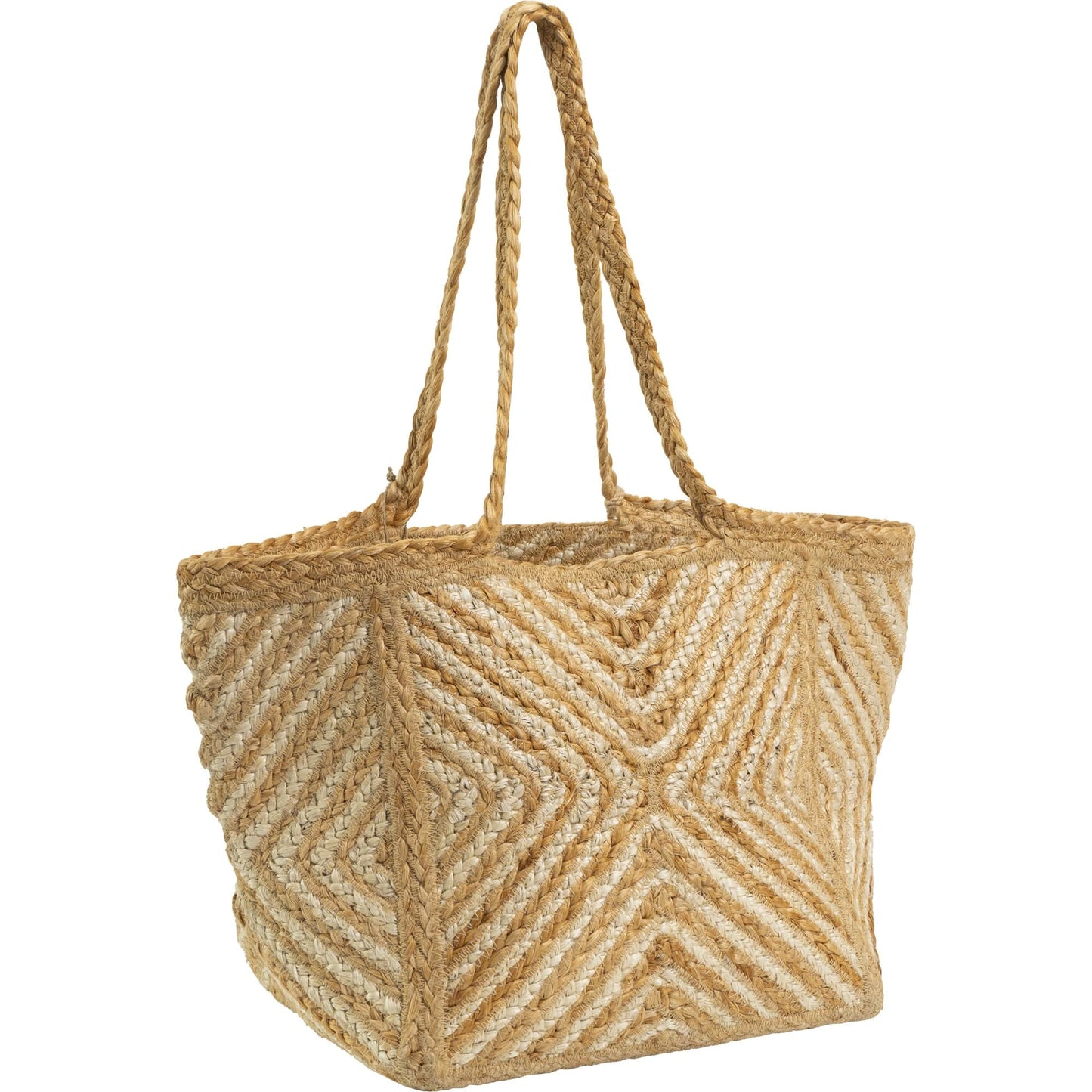 Magid Diamond Woven Natural Straw Jute Tote