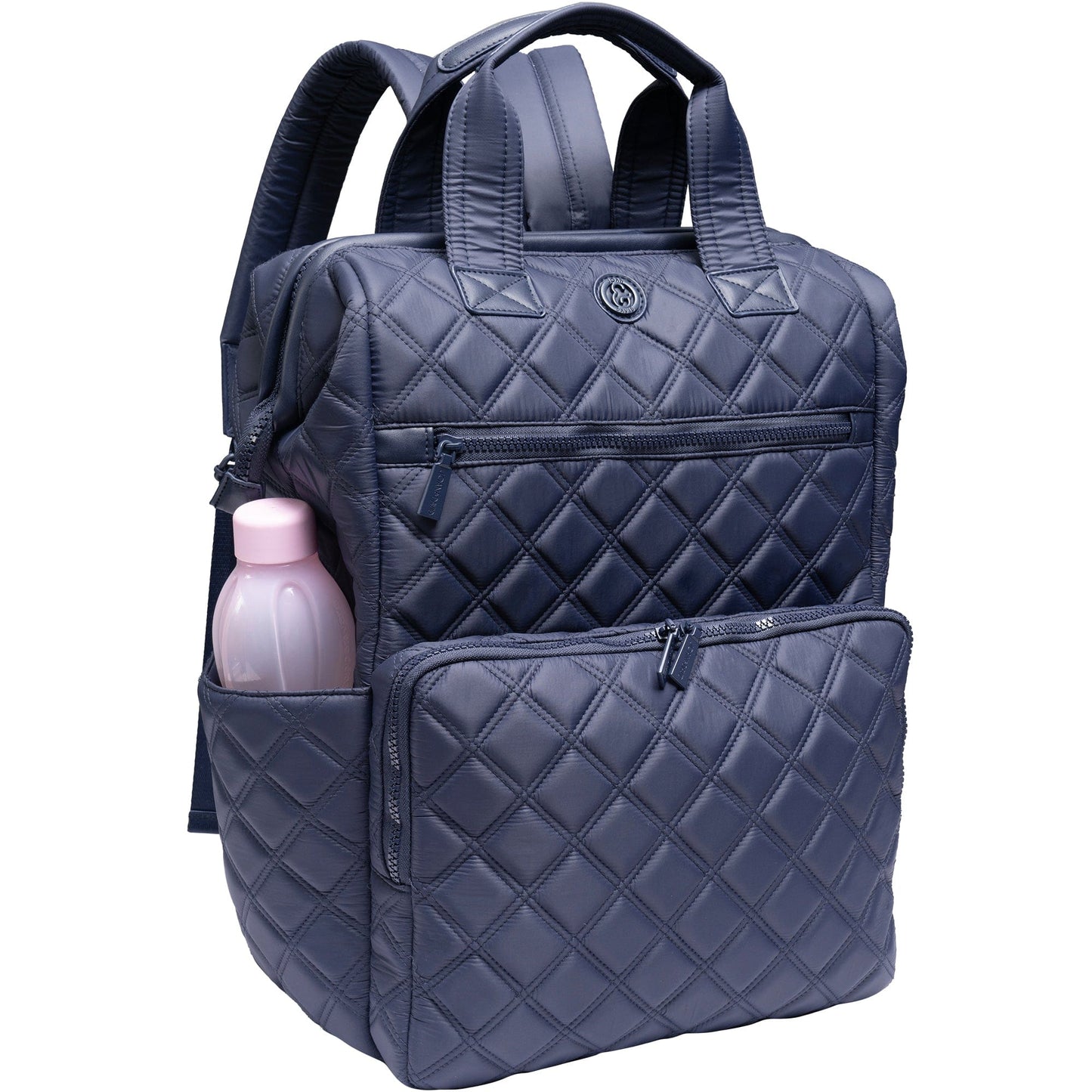 Joan & David Diamond Quilted Puffer Nylon Square Laptop Backpack