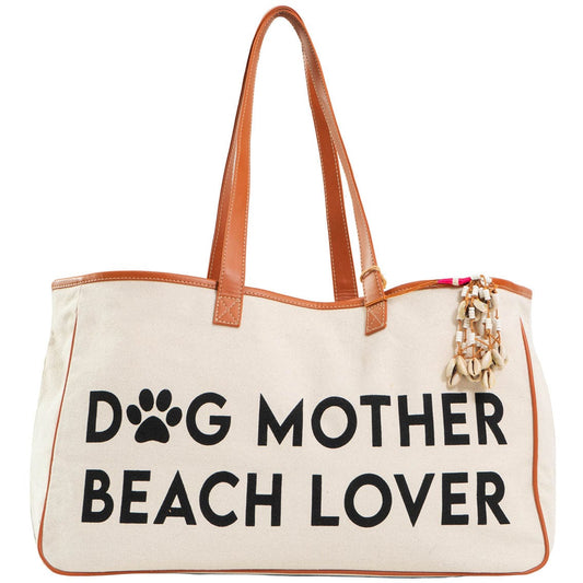 Magid Canvas Slogan Tote "DOG MOTHER BEACH LOVER"