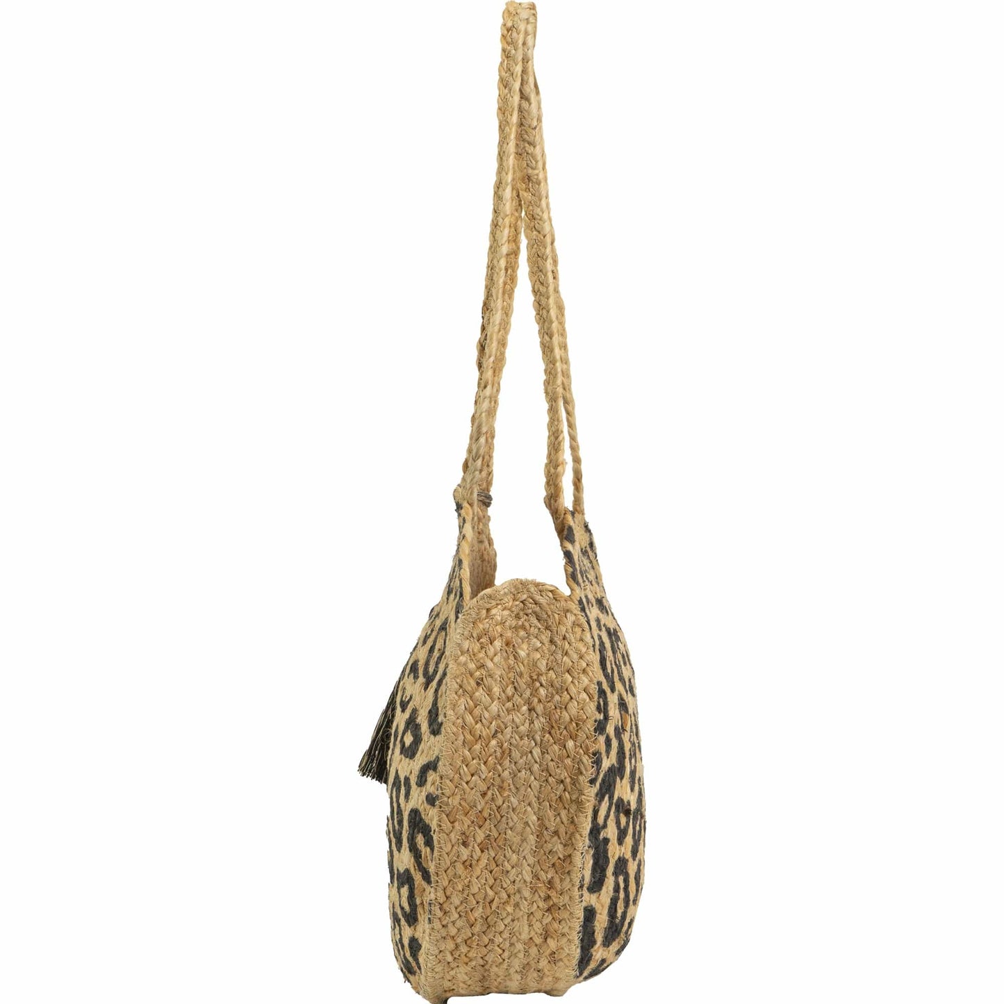 Magid Leopard Print Straw Jute Circle Tote