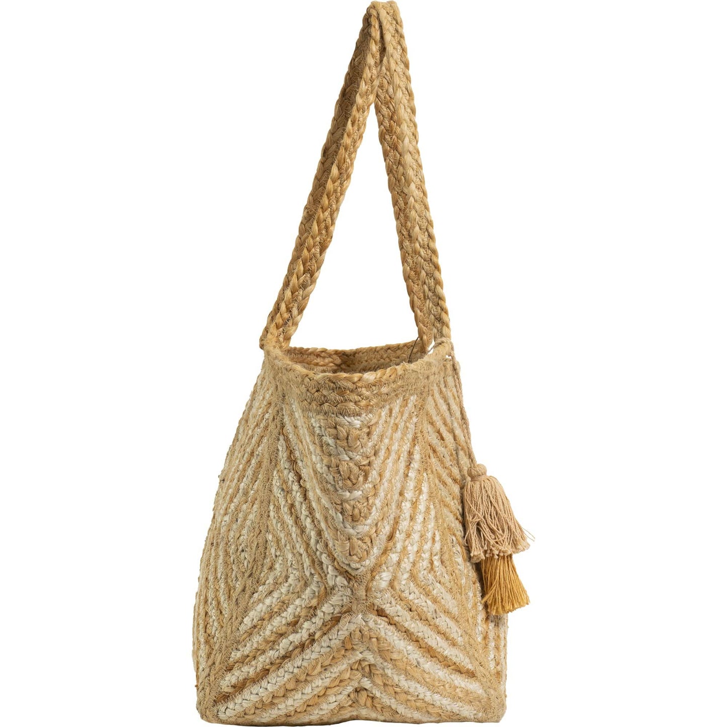 Magid Diamond Woven Natural Straw Jute Tote