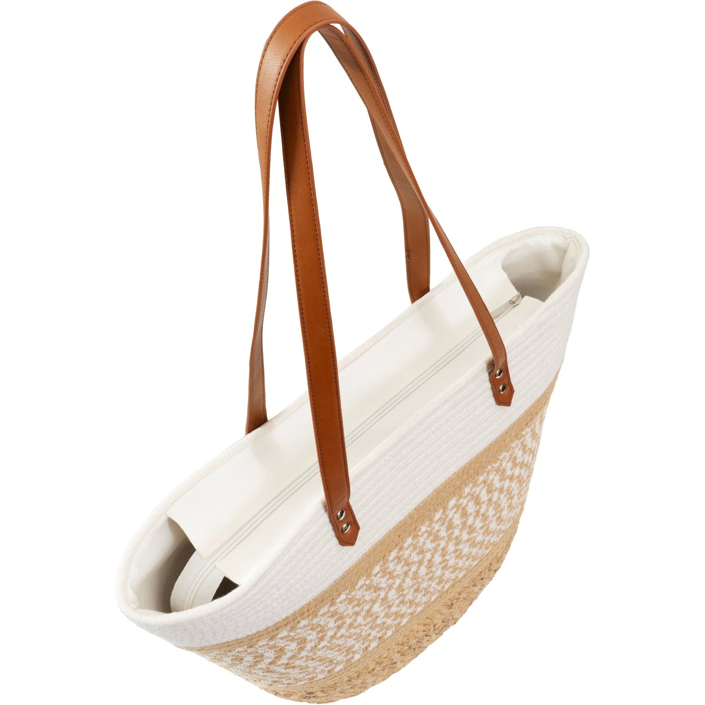Magid Natural Cotton Woven & Faux Leather Shoulder Tote