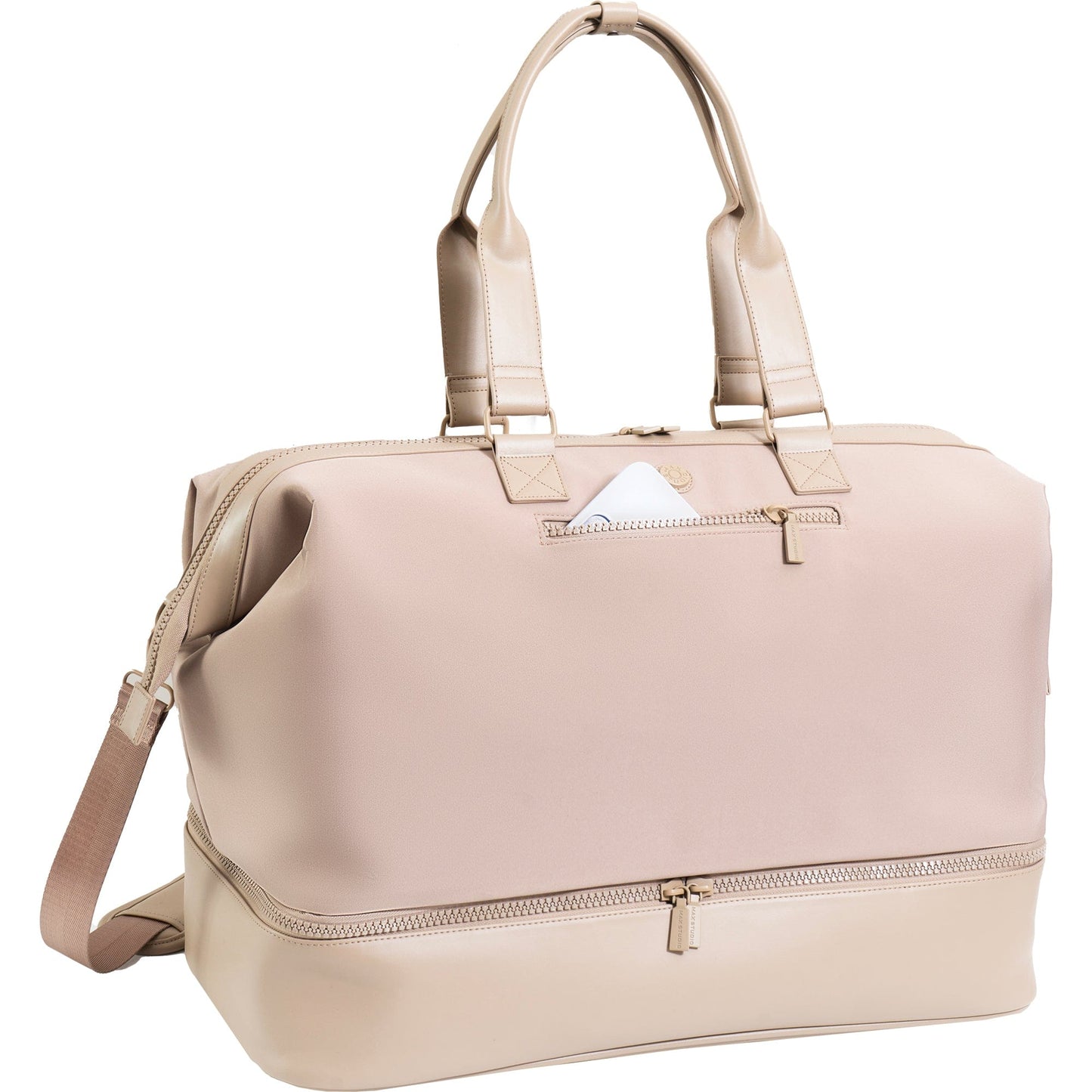 Max Studio Sport Nylon & Faux Leather Drop Bottom Duffel Bag