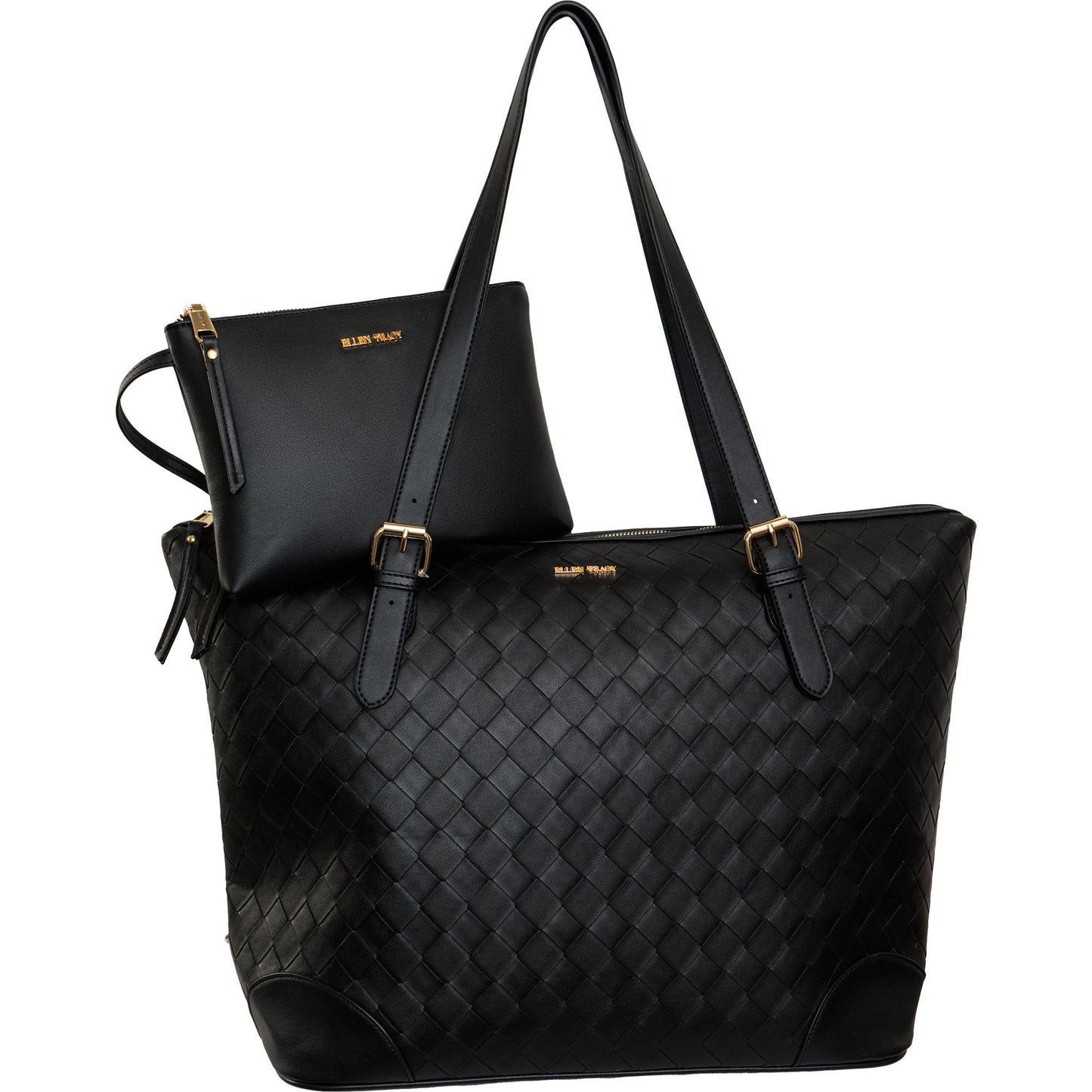 Ellen Tracy 20 Inch Basket Weave Quilted Nylon Large Travel Workbook Tote Bag