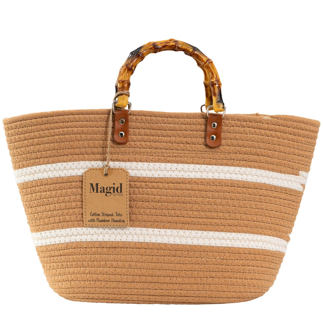 Magid Natural Cotton Woven Bamboo Handle Tote