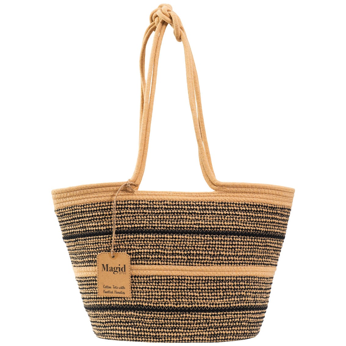 Magid Natural Cotton Woven Knot Shoulder Woven Tote