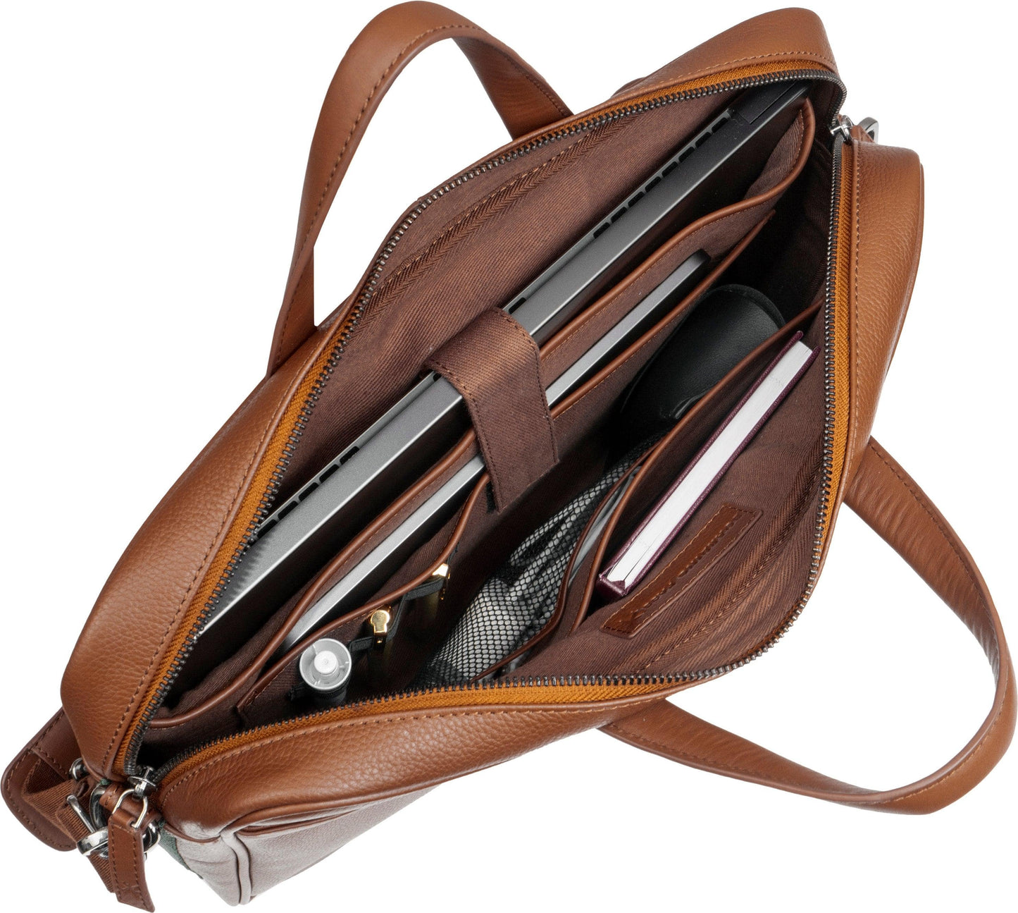 Boarding Pass Hey Handsome 18" Pebble Grain Genuine Leather Briefcase - British Tan