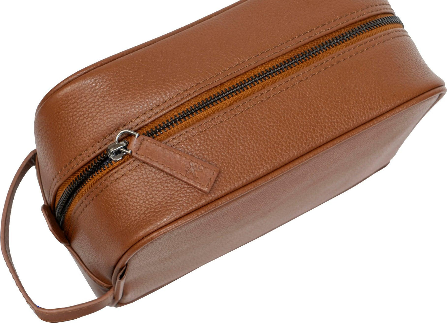 Hey Handsome Pebble Grain Genuine Leather Toiletry Dopp Kit - British Tan