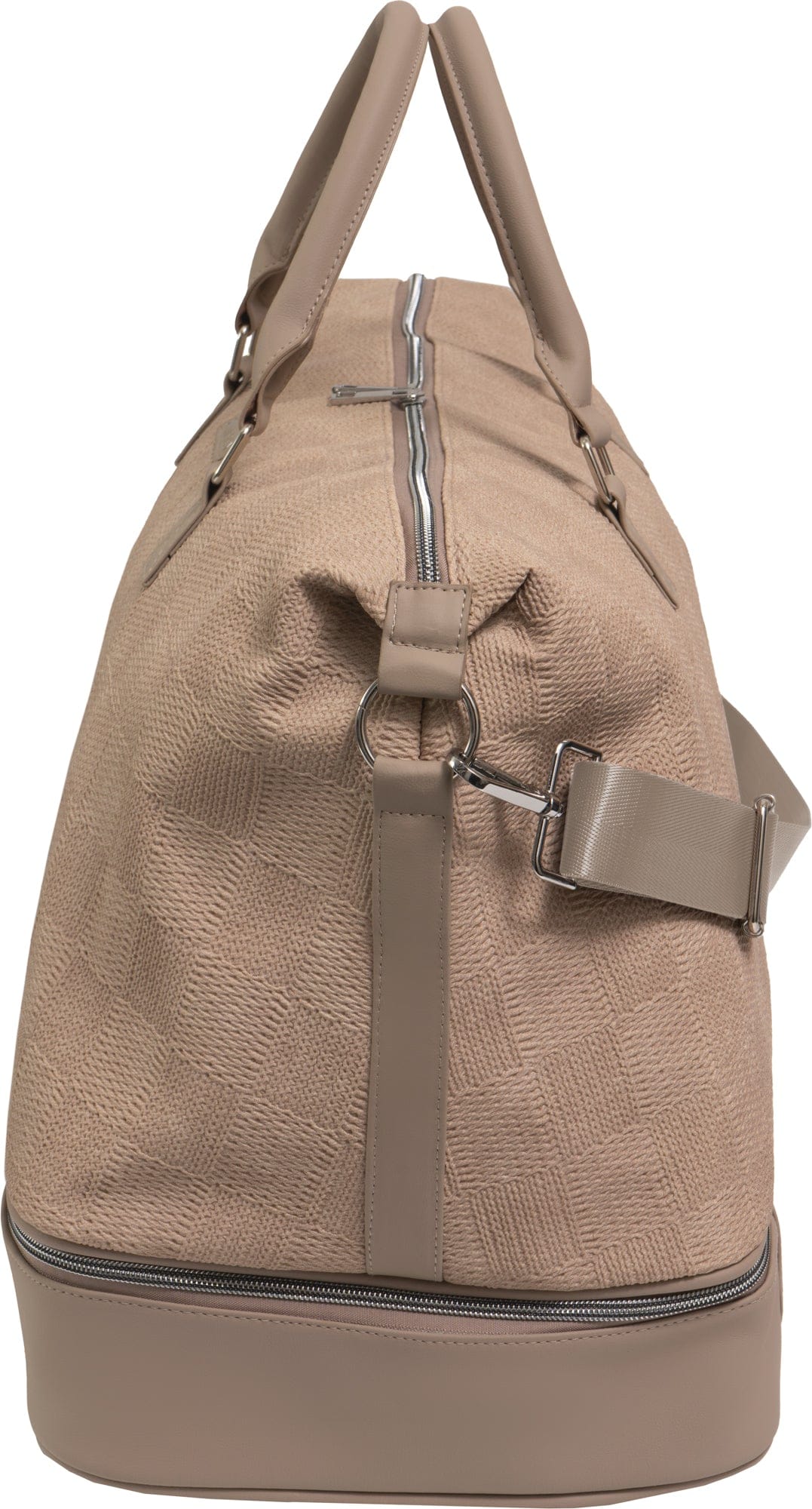 Ellen Tracy 20 Inch Checkered Embossed Faux Leather Drop Bottom Duffel