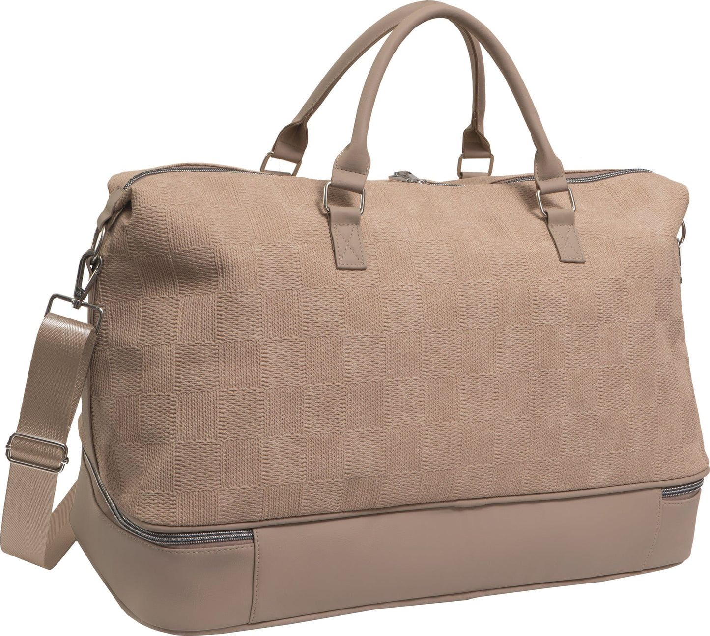 Ellen Tracy 20 Inch Checkered Embossed Faux Leather Drop Bottom Duffel