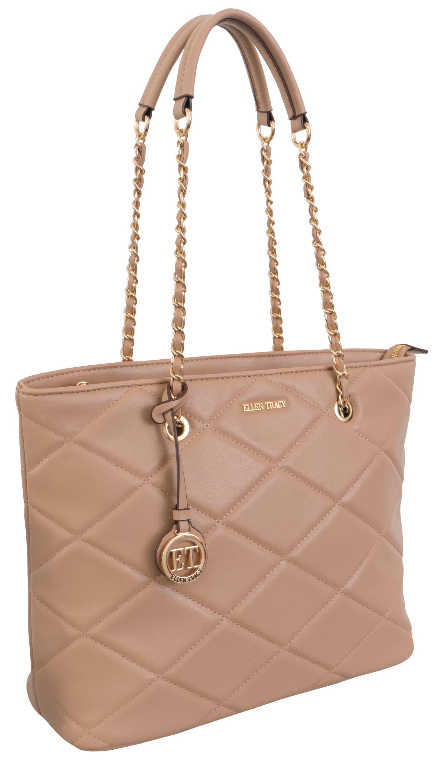 Ellen Tracy Smooth Diamond Quilted Tote Bag