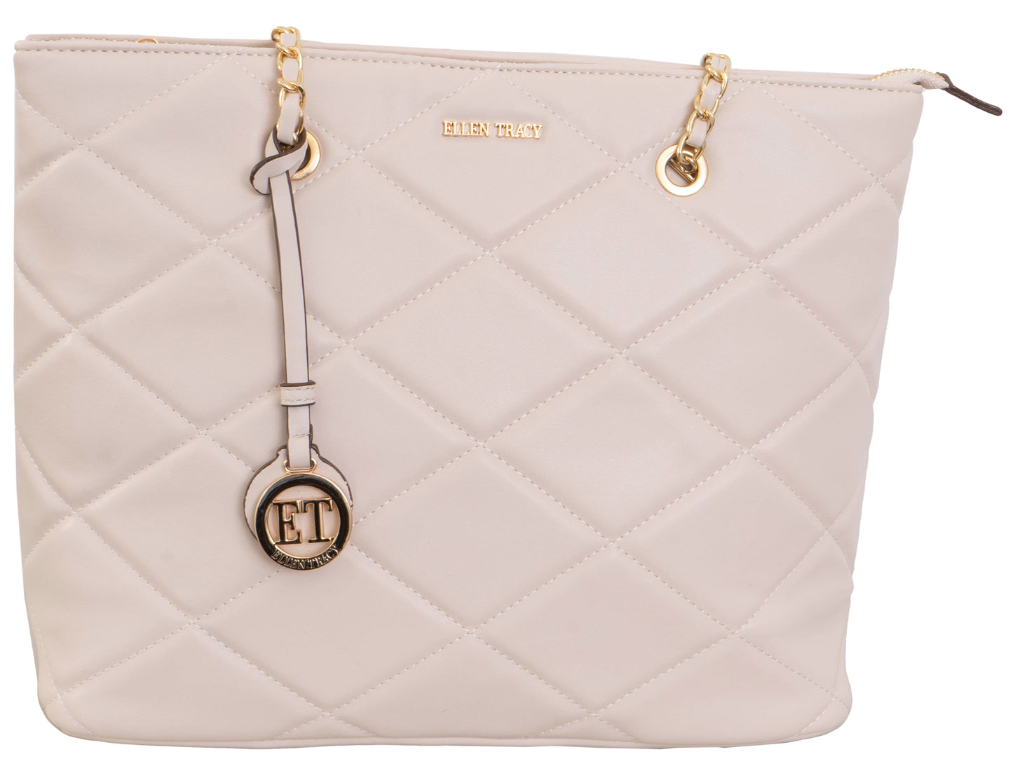 Ellen Tracy Smooth Diamond Quilted Tote Bag