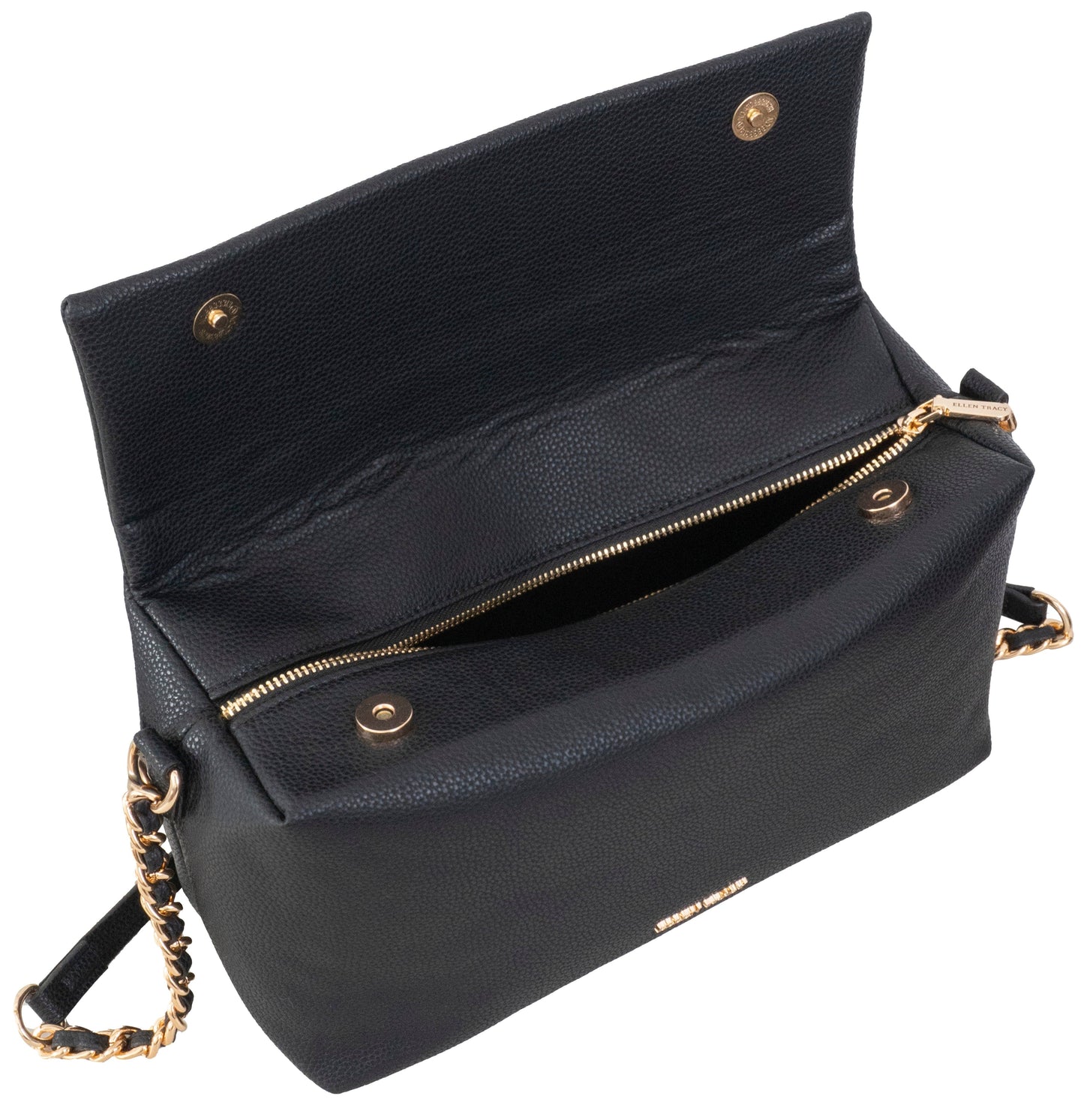 Ellen Tracy Pebble Grain Chain Top Flap Crossbody