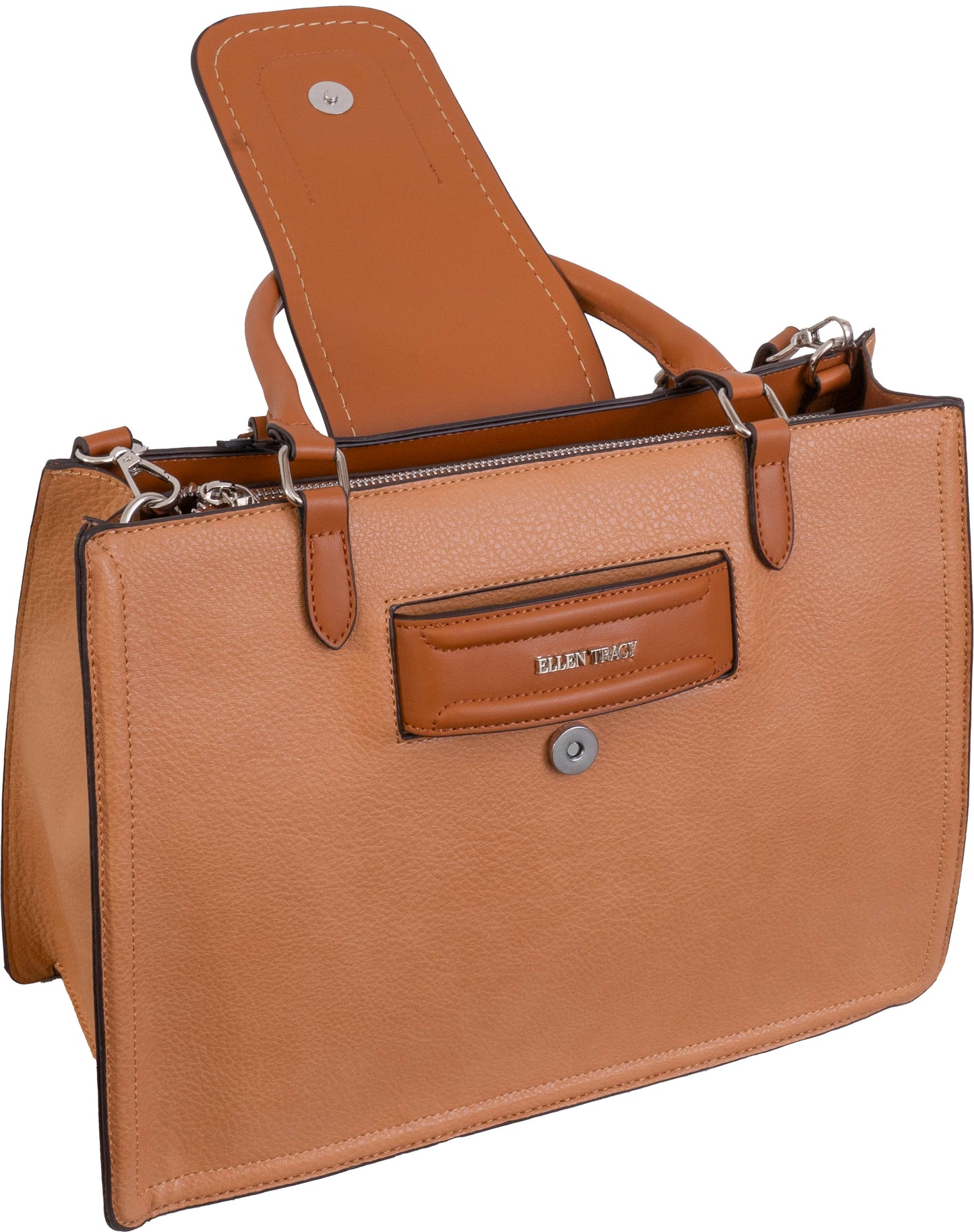 Ellen Tracy Pebble Grain Top Flap Tote