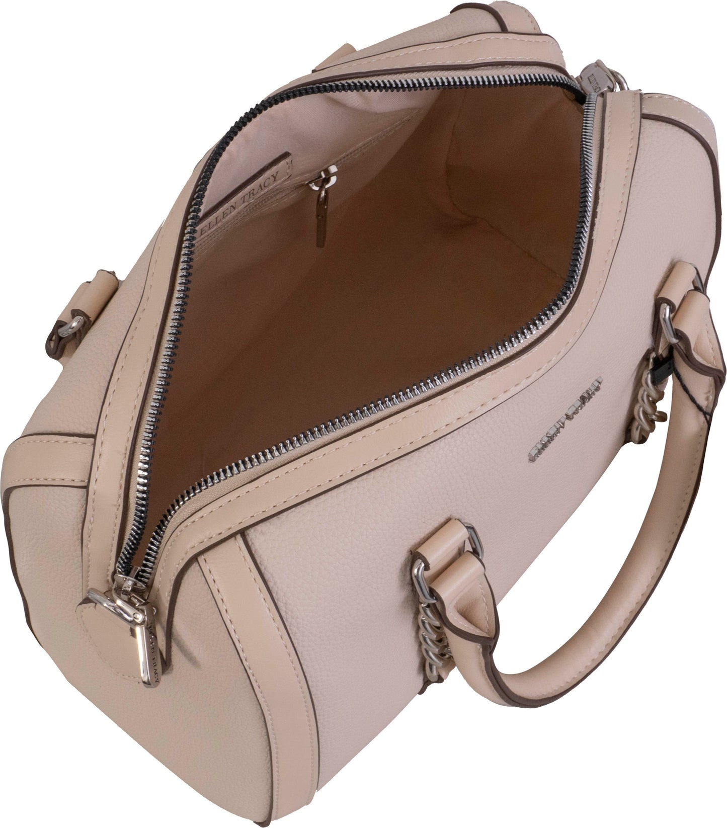 Ellen Tracy Pebble Grain Chain Barrel Crossbody