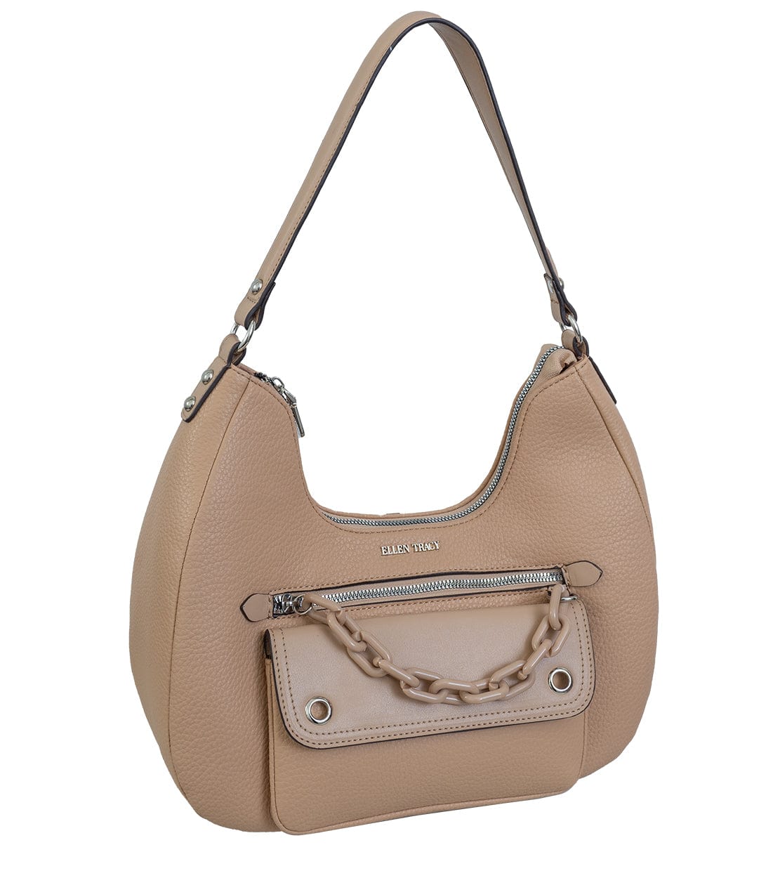 Ellen Tracy Pebble Grain Resin Chain Shoulder Bag