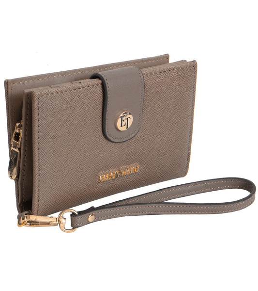 Ellen Tracy Double Compartment Saffiano Zip Around Indexer Wallet