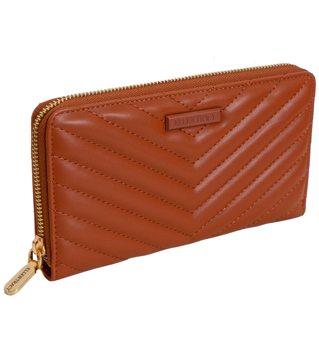 Ellen Tracy Chevron Quilted Zip Around Wallet