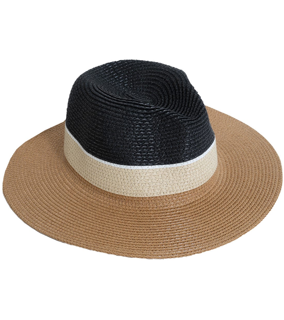 Magid Straw Panama Colorblock Crown Hat