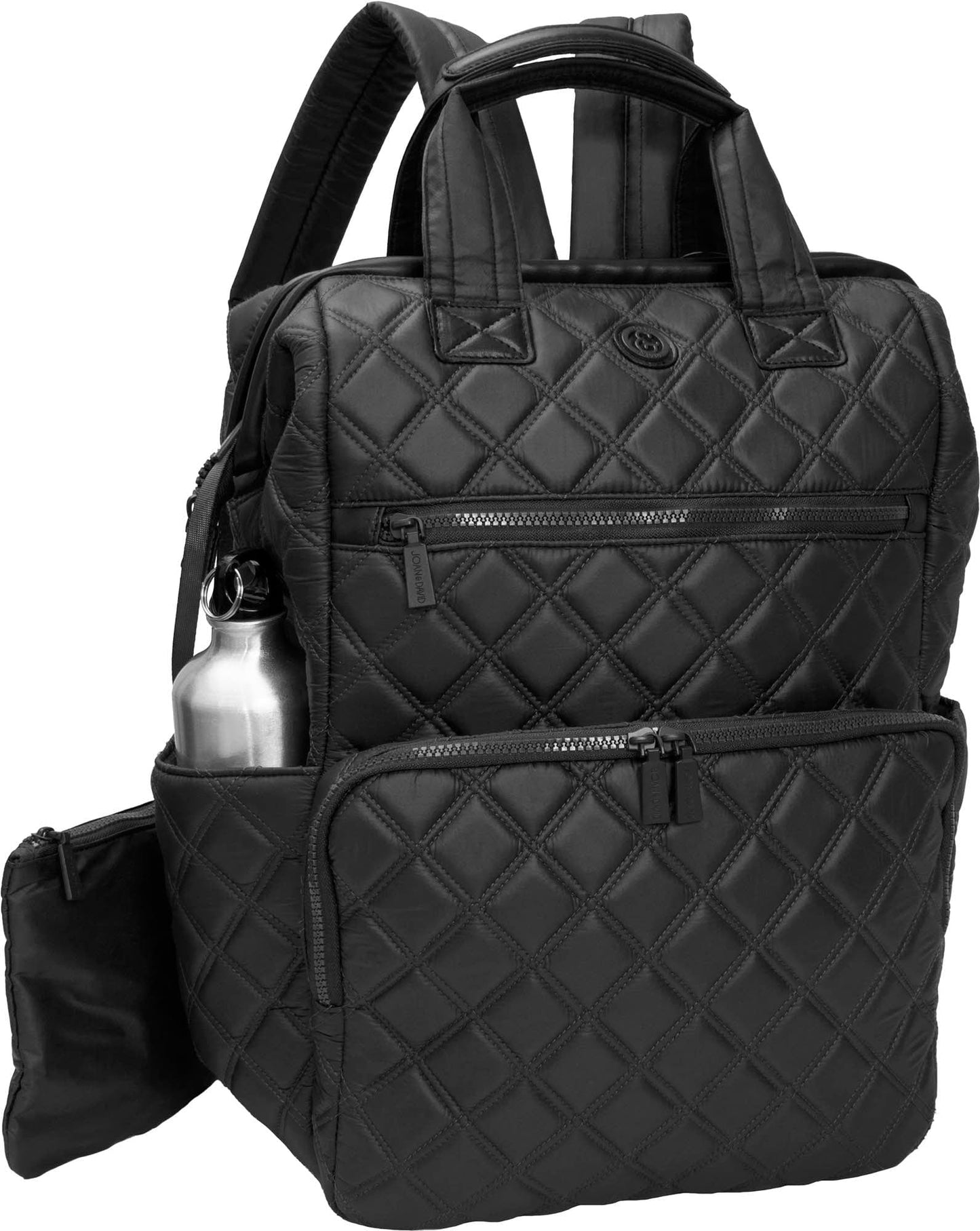 Joan & David Diamond Quilted Puffer Nylon Square Laptop Backpack