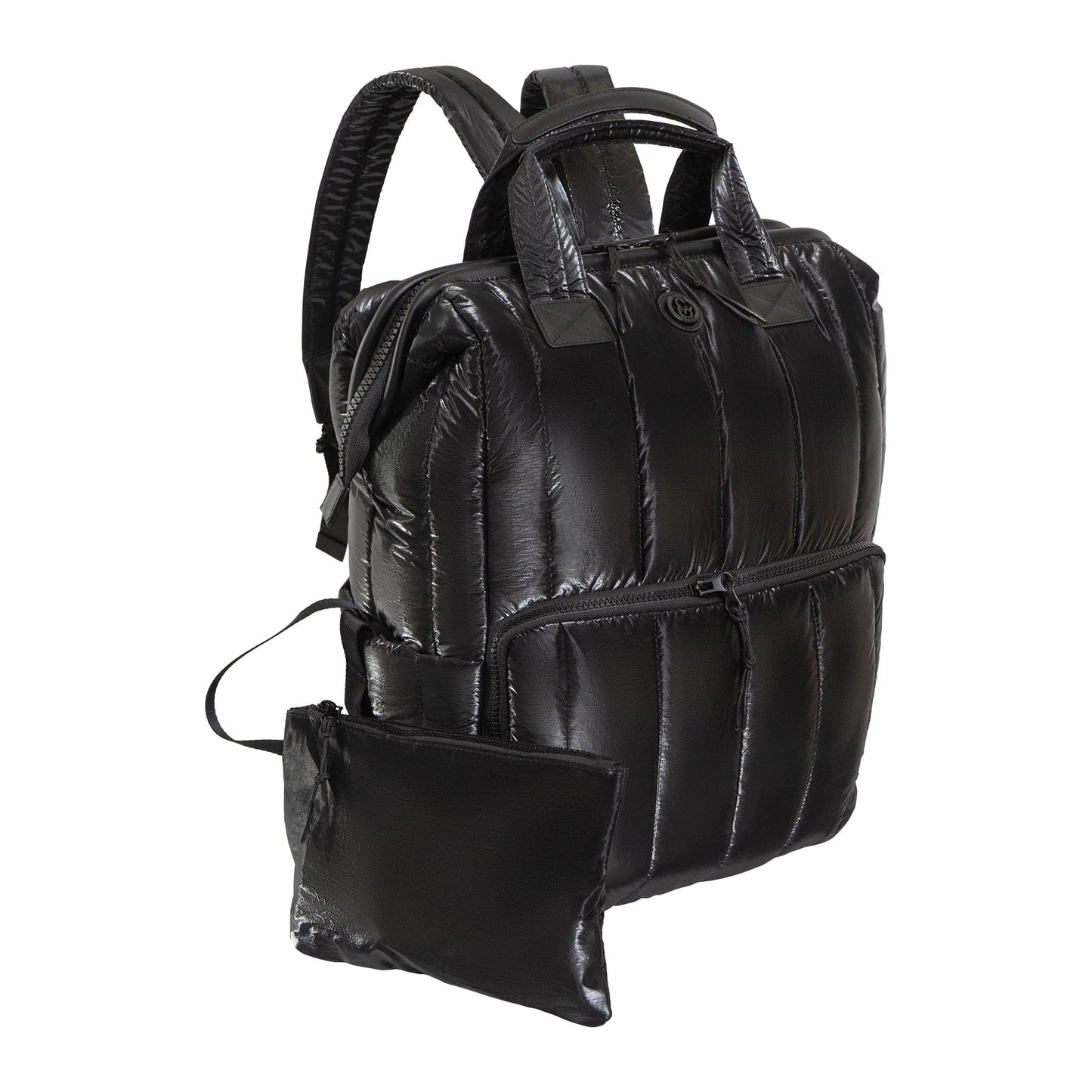 Joan & David Tubular Quilted Metallic Puffer Nylon 18-Inch Workbook Backpack