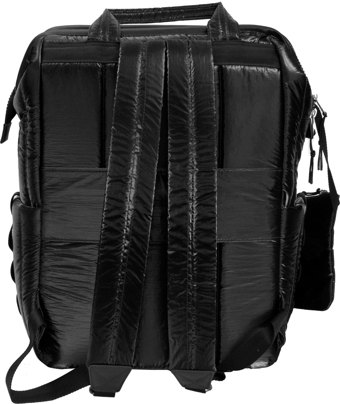 Joan & David Tubular Quilted Metallic Puffer Nylon 18 Inch Square Workbook Backpack