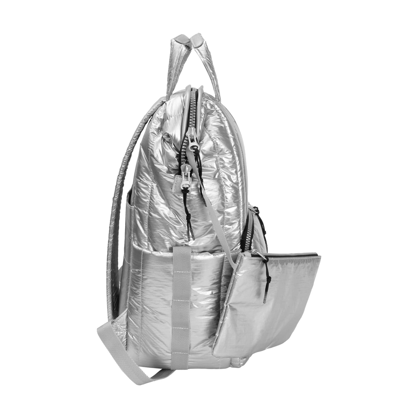 Joan & David Tubular Quilted Metallic Puffer Nylon 18-Inch Workbook Backpack