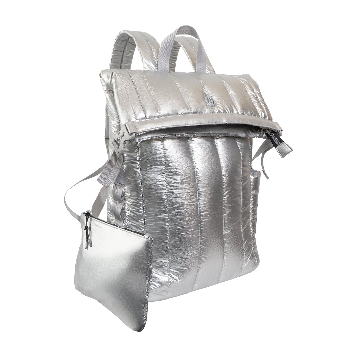 Joan & David Tubular Quilted Metallic Puffer Nylon 18-Inch Workbook Backpack