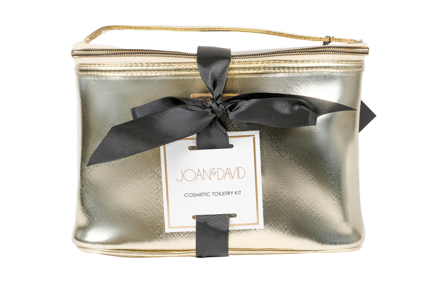 Joan & David Metallic Top Handle Train Case Cosmetic Pouch