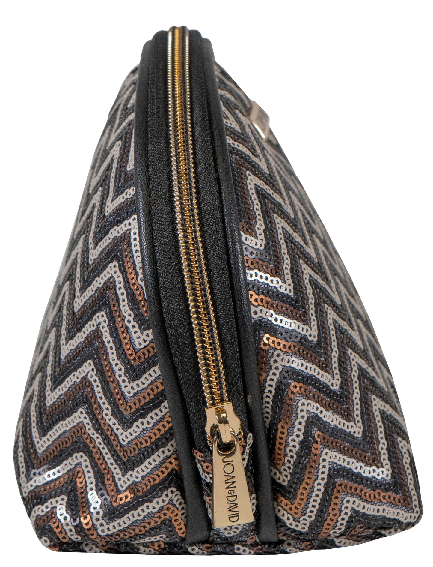 Joan & David Chevron Sequin Dome Cosmetic Pouch