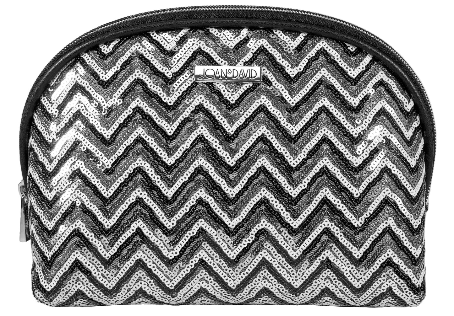 Joan & David Chevron Sequin Dome Cosmetic Pouch