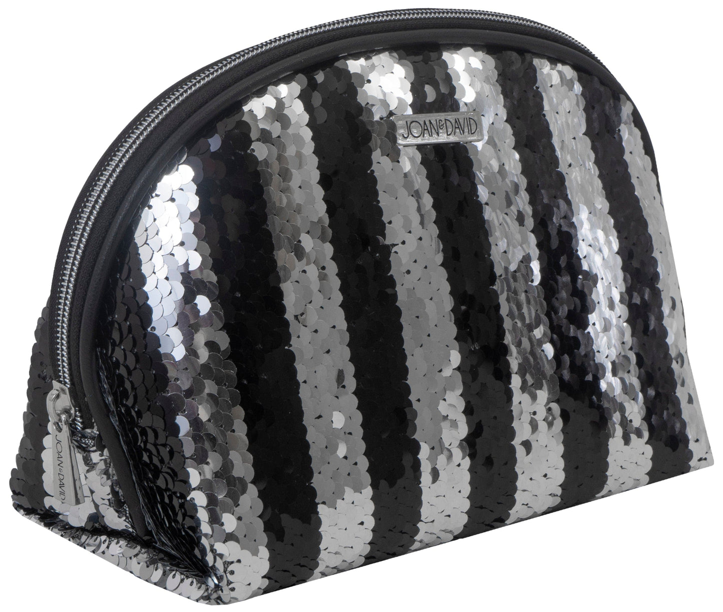 Joan & David Striped Sequin Dome Cosmetic Pouch