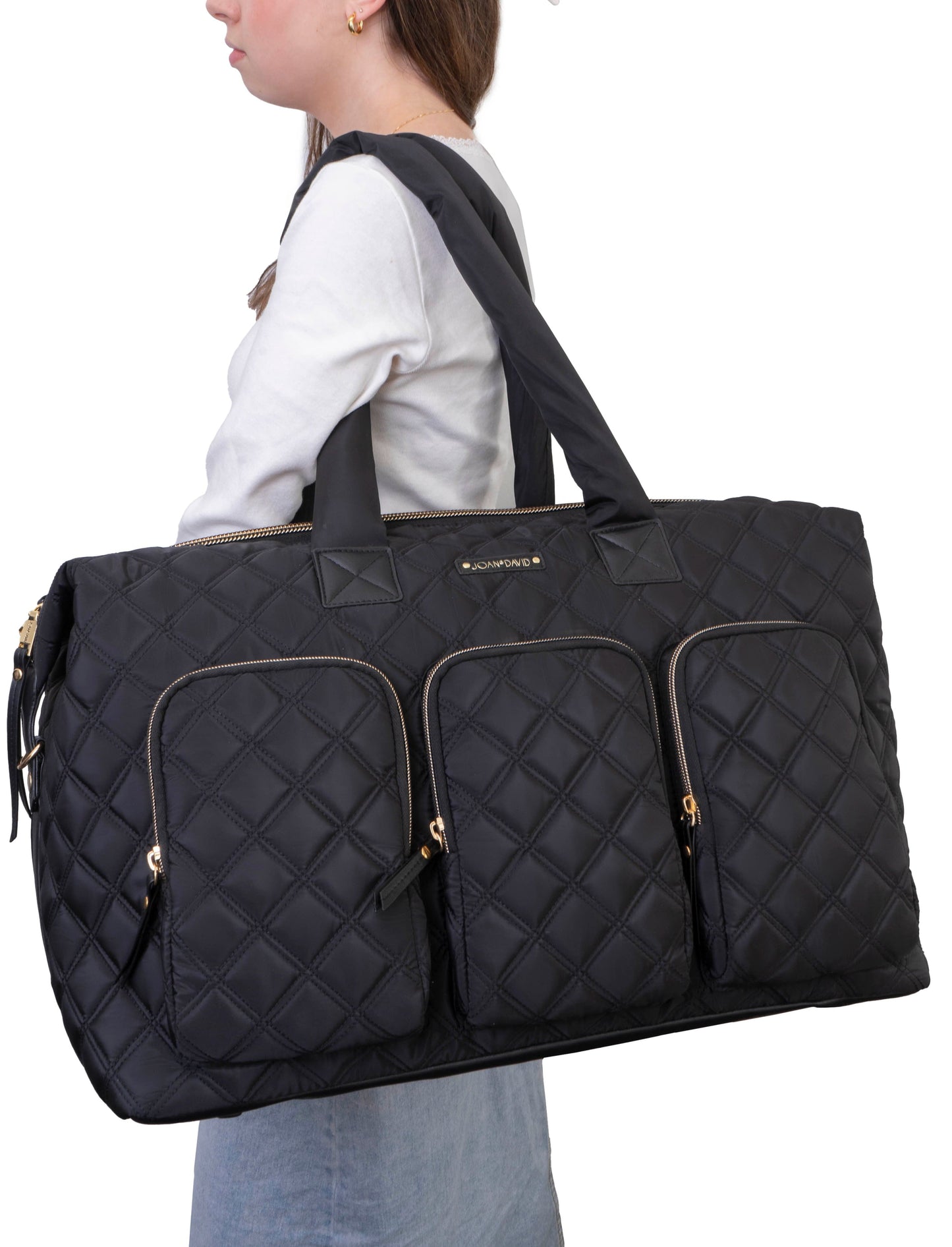 Joan & David 22 Inch Diamond Quilted 3 Pocket Nylon Duffel Bag