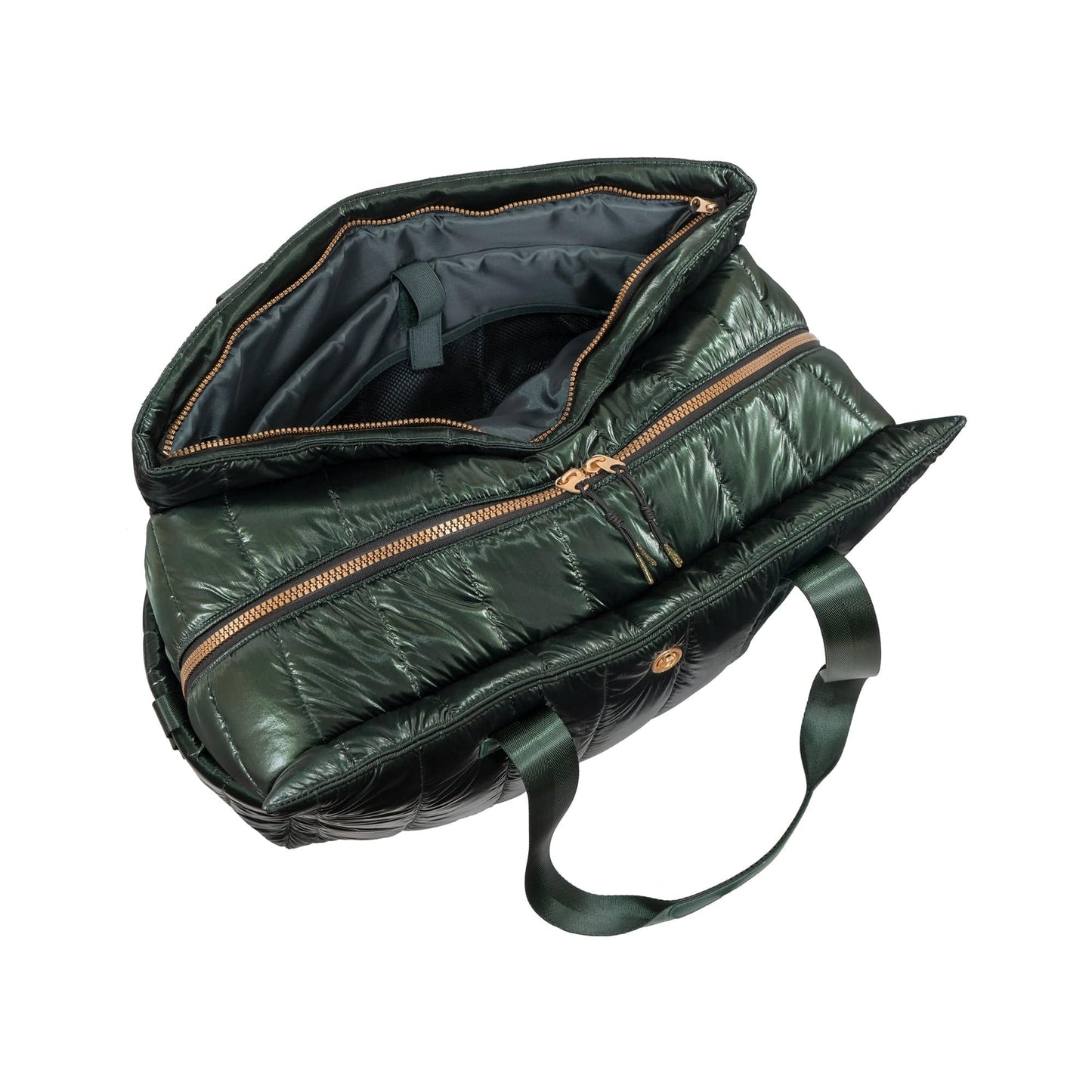 Joan & David Metallic Tubular Quilted Nylon Puffer Tote