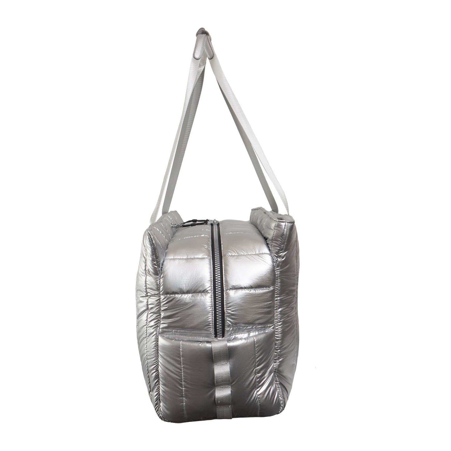 Joan & David Metallic Tubular Quilted Nylon Puffer Tote