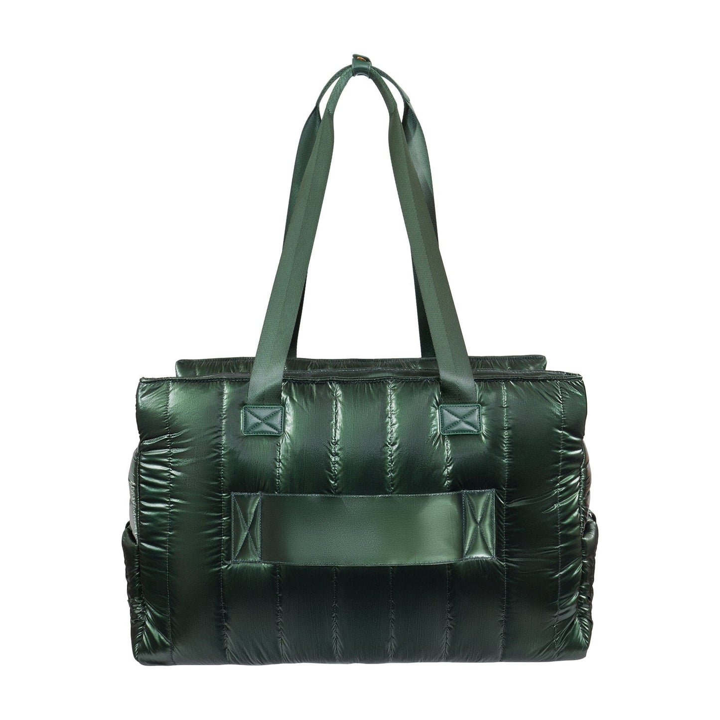 Joan & David Metallic Tubular Quilted Nylon Puffer Tote