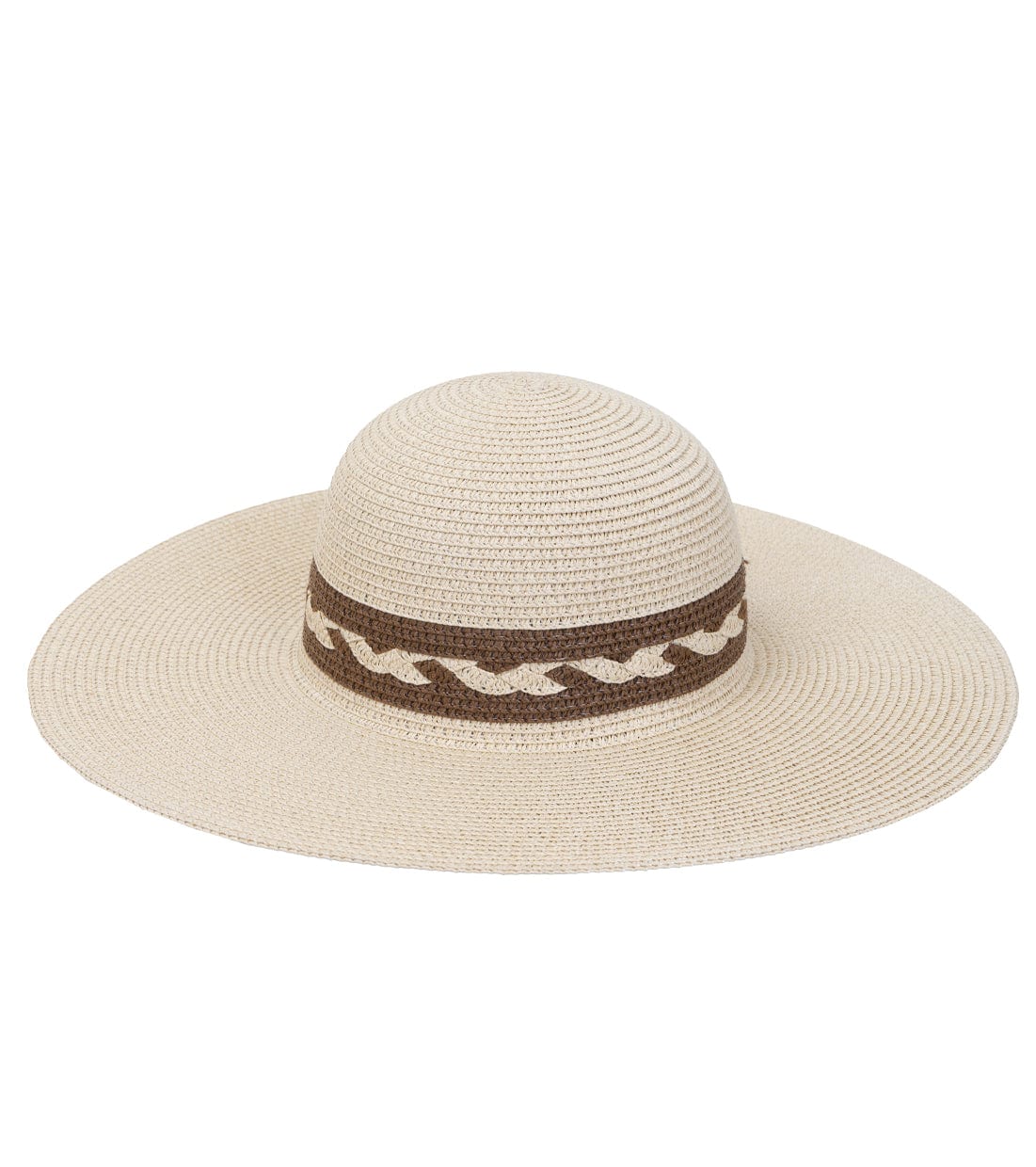 Max Studio Straw Braided Crown Floppy Sun Hat