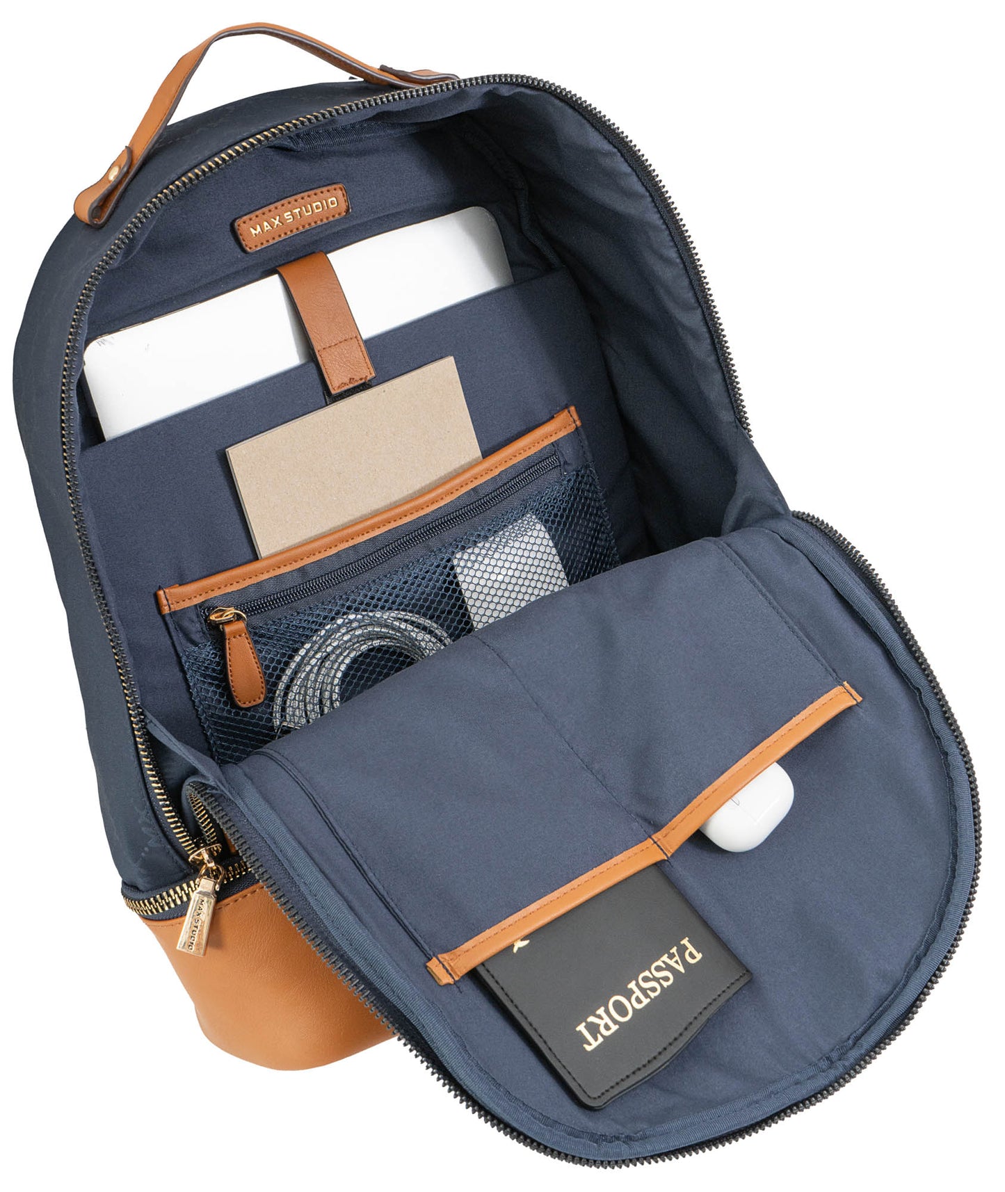 Max Studio Nylon Signature  Print Backpack with Zippered Bottom Compartment
