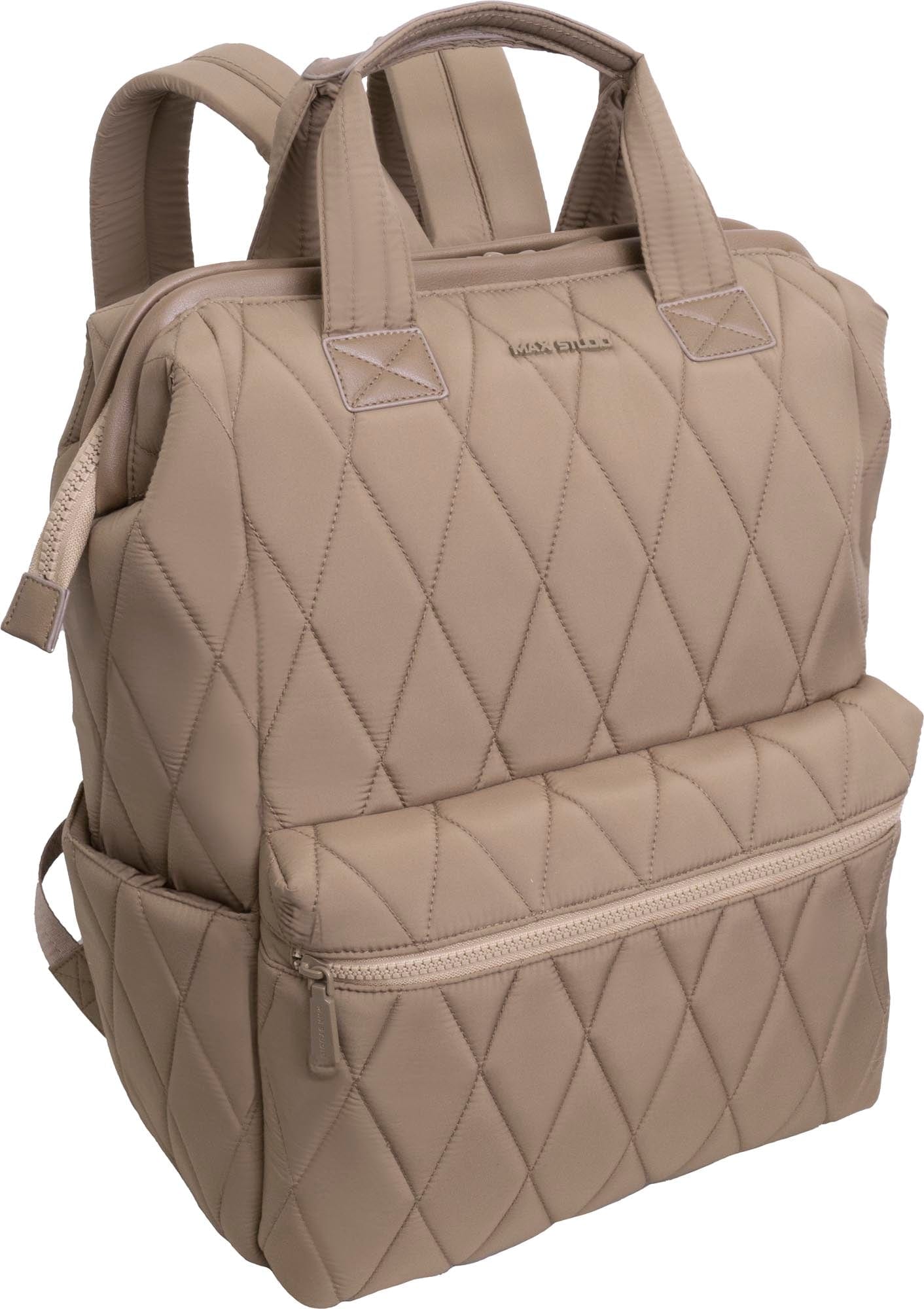 Max Studio Diamond Quilted Backpack with Front Zippered Pocket