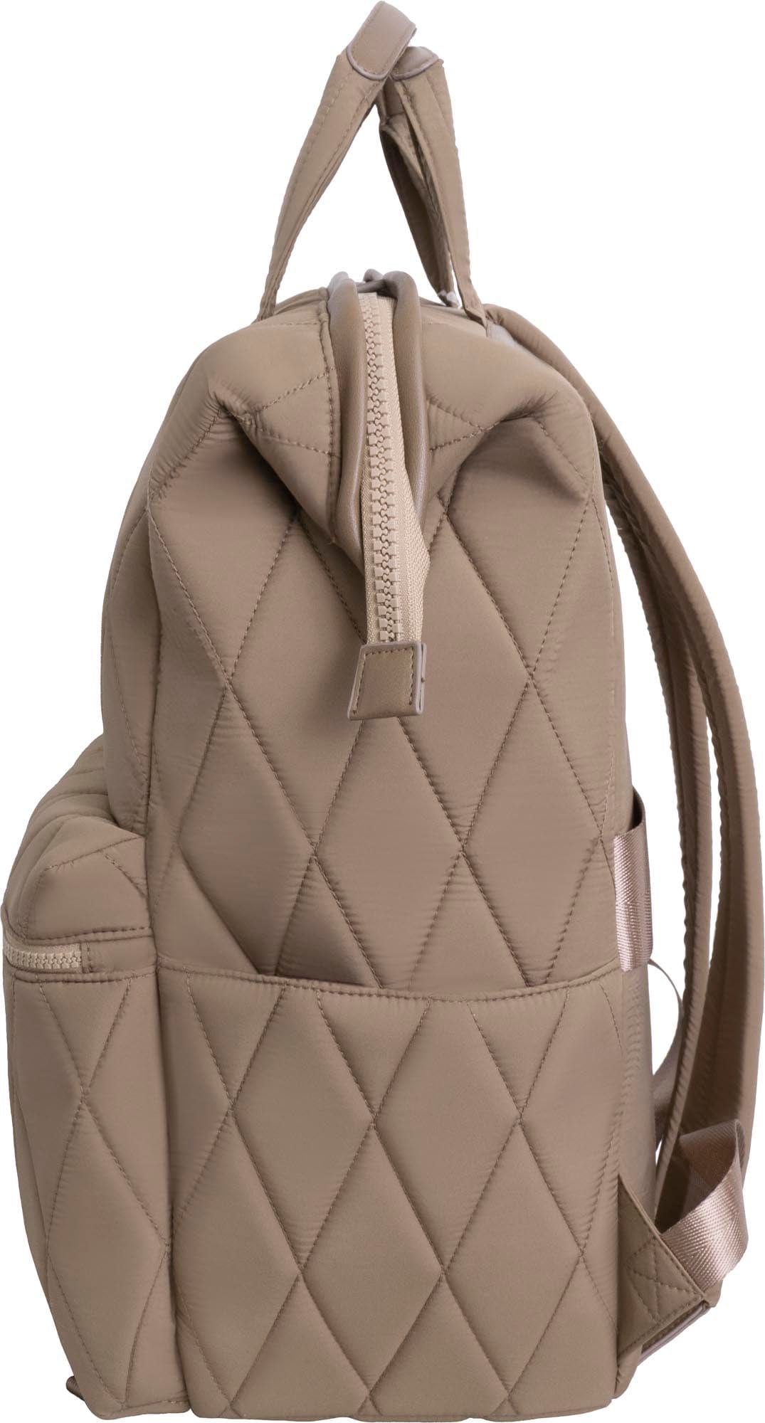 Max Studio Diamond Quilted Backpack with Front Zippered Pocket