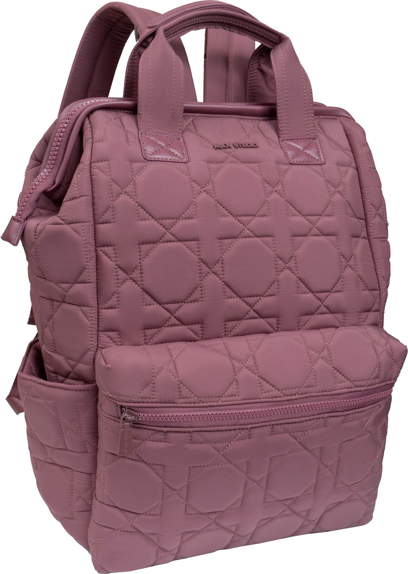 Max Studio Square Quilted Backpack with Front Zippered Pocket